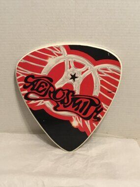 Large & colorful wooden Aerosmith guitar pick wall display decoration